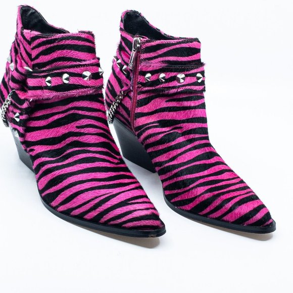 NWOT JESSICA SIMPSON Zayrie Pink and Black Zebra Print Ankle Boot - Picture 9 of 9